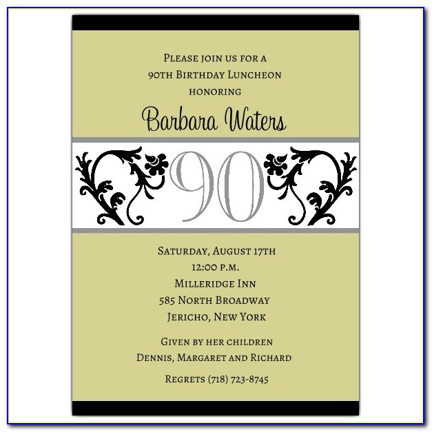 Elegant 90th Birthday Invitations