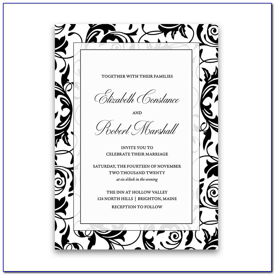 Elegant Black And White Wedding Invitations