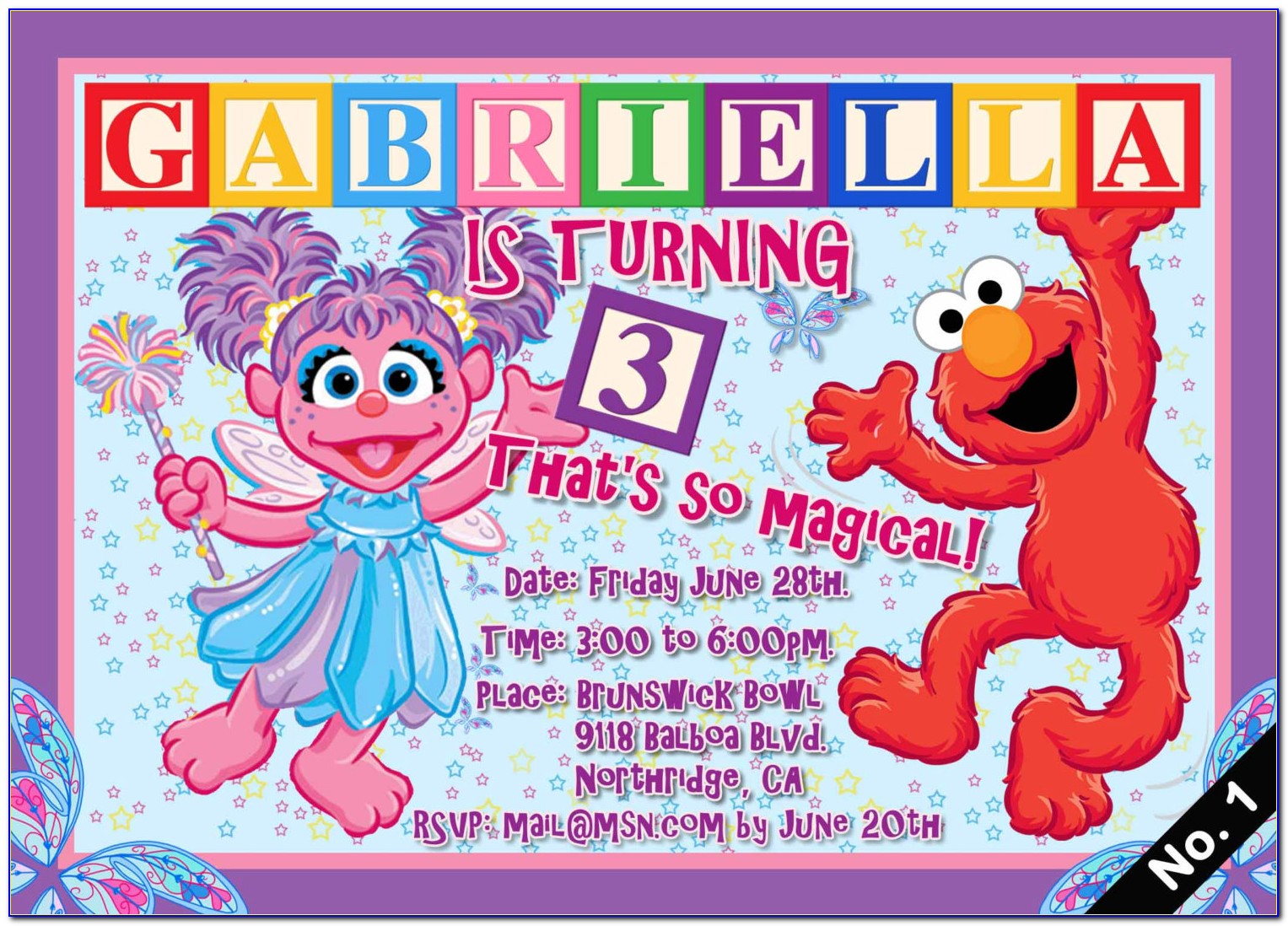 Elmo And Abby Cadabby Birthday Invitations