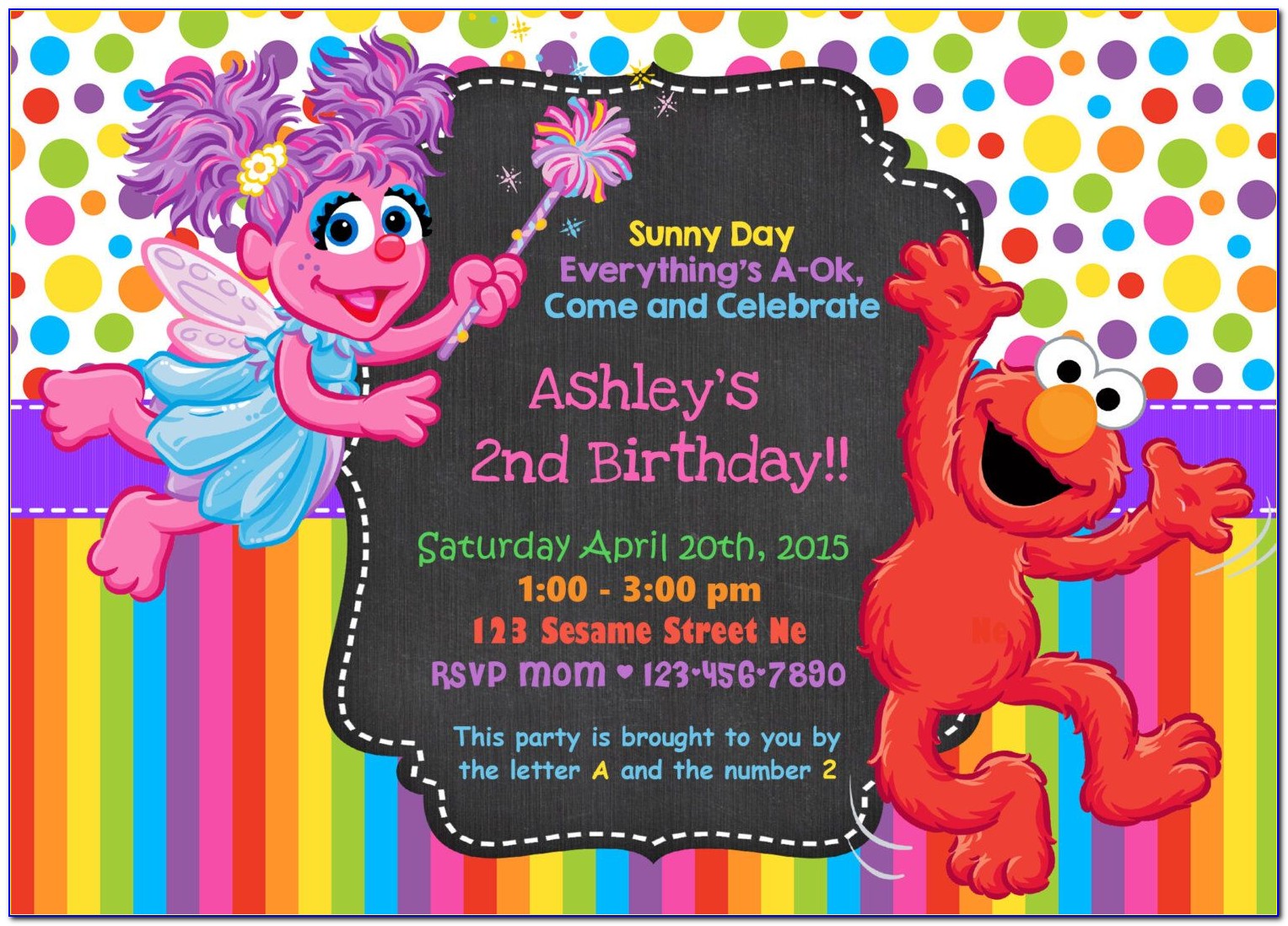 Elmo And Abby Invitation Template