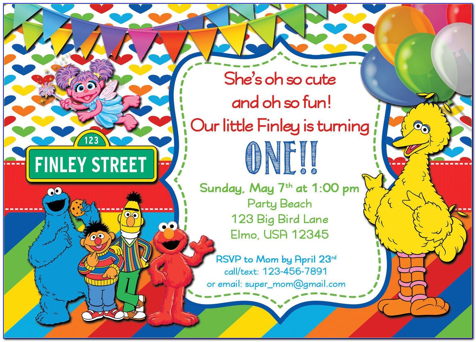 Etsy Sesame Street Birthday Invitations