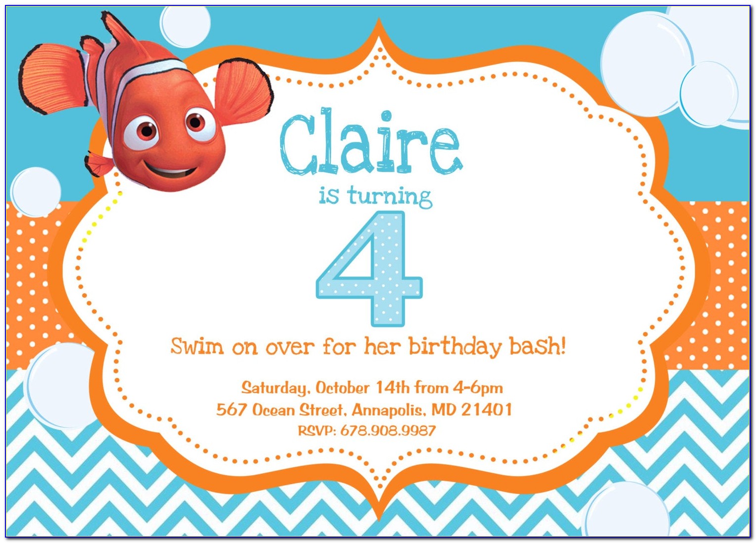 Finding Nemo Birthday Invitations