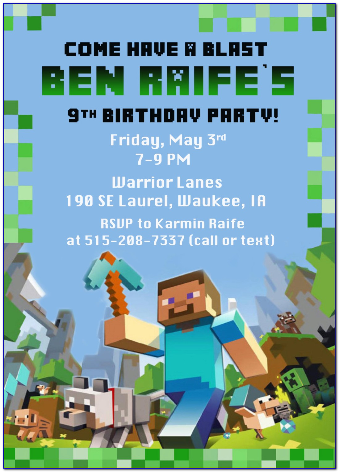 Free Editable Minecraft Birthday Invitations