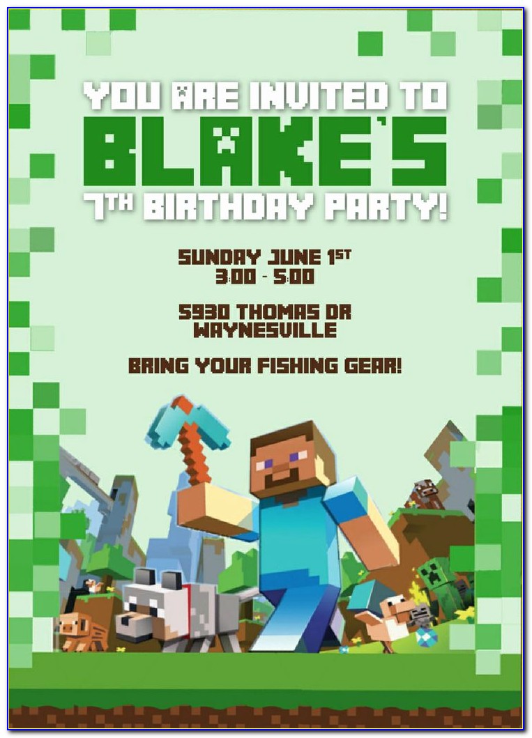 Free Online Minecraft Birthday Invitations