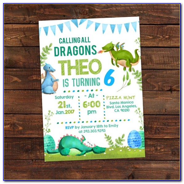 Free Printable Dragon Birthday Invitations