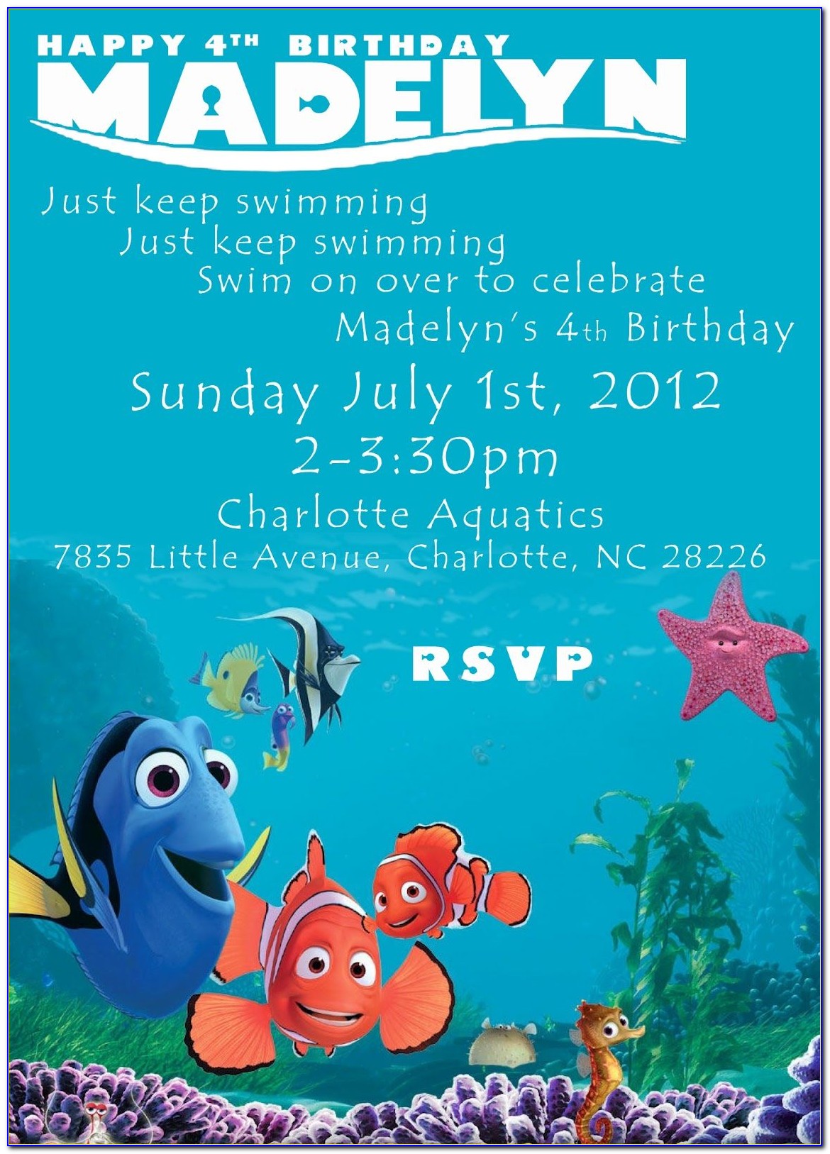 Free Printable Finding Nemo Birthday Invitations