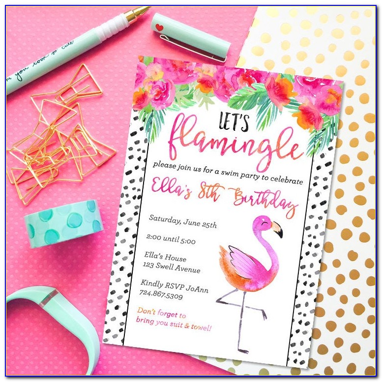 Free Printable Flamingo Birthday Party Invitations