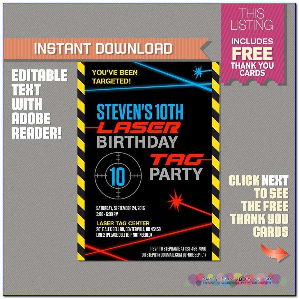 Free Printable Laser Tag Birthday Invitations