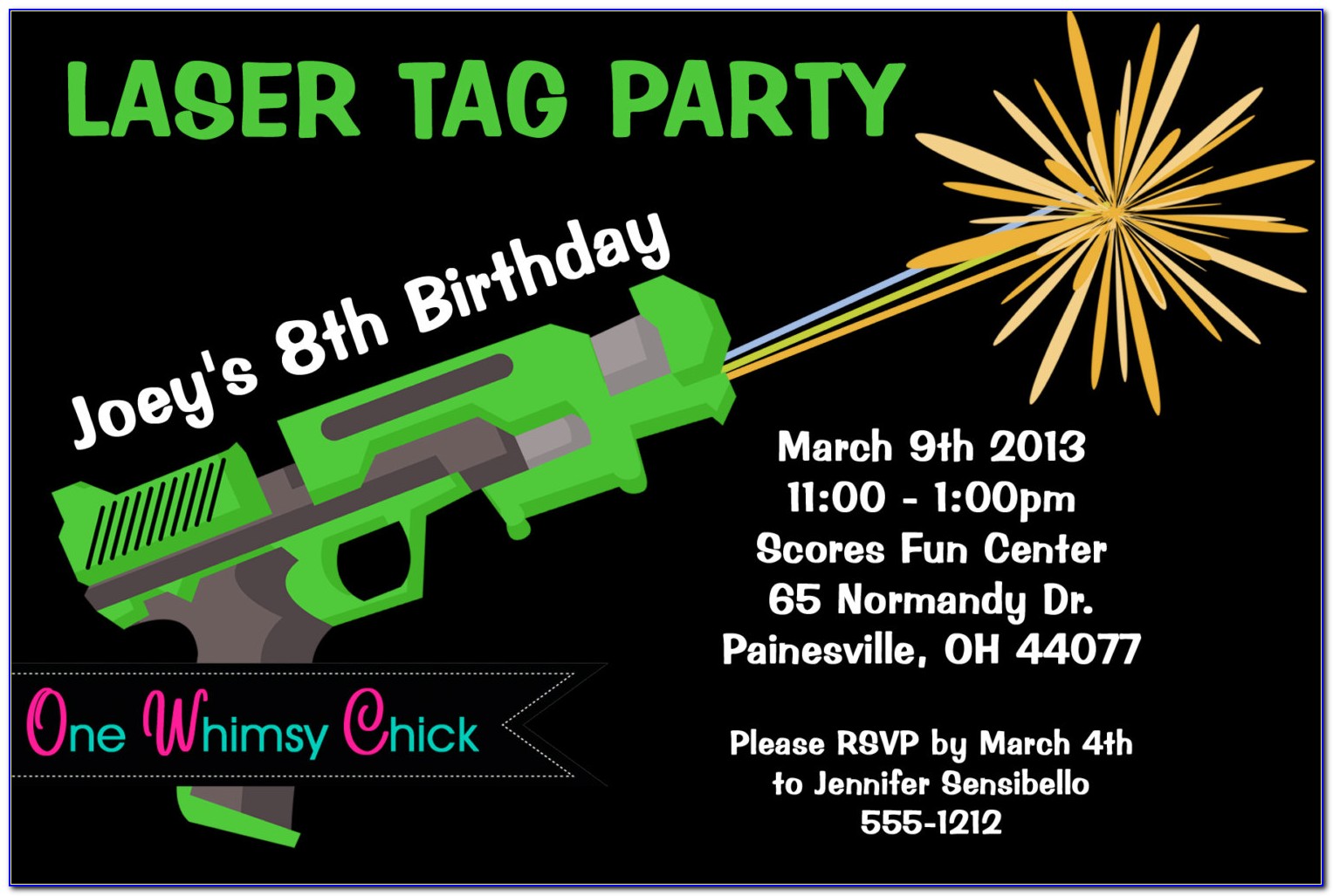 Free Printable Laser Tag Birthday Party Invitations
