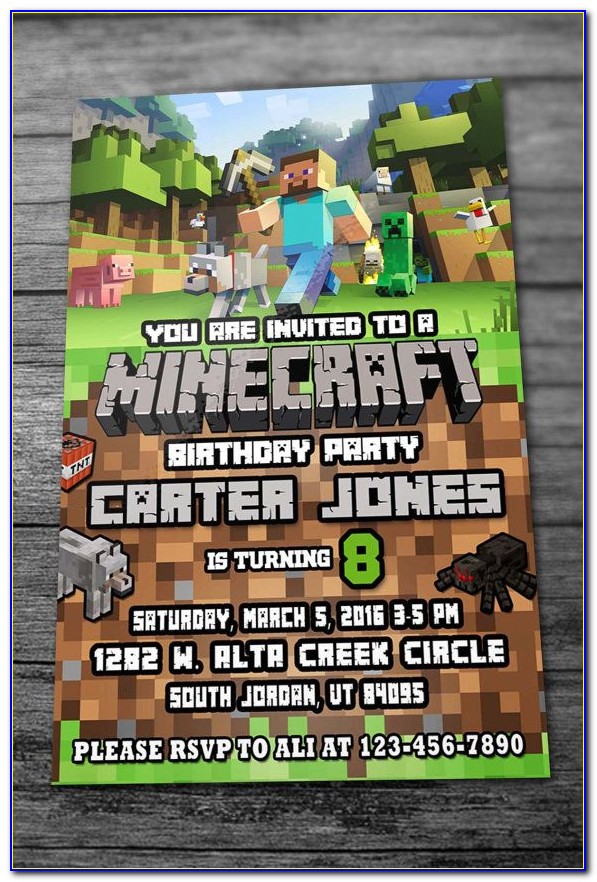 Free Printable Minecraft Birthday Invitations