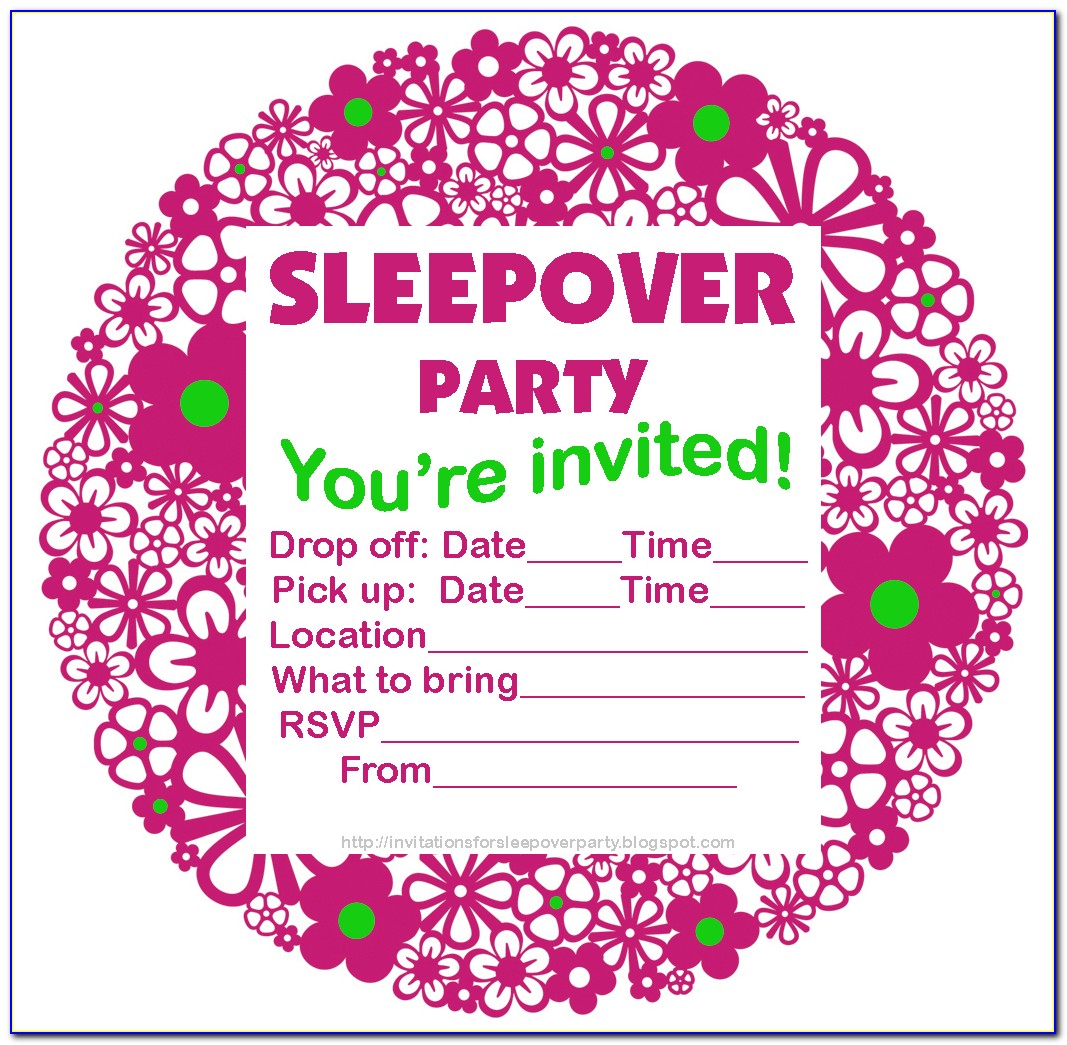 Free Printable Sleepover Birthday Invitations