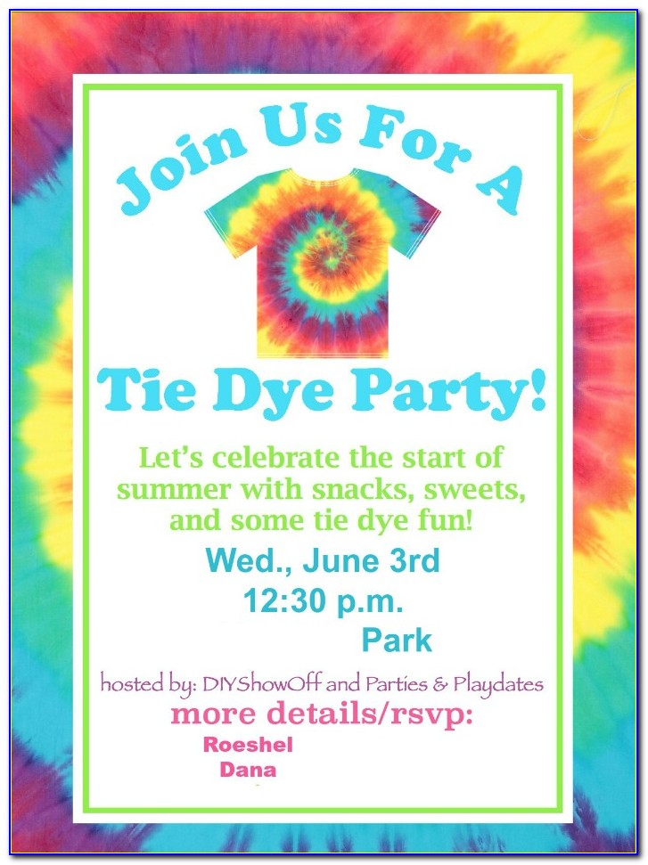 Free Printable Tie Dye Invitations