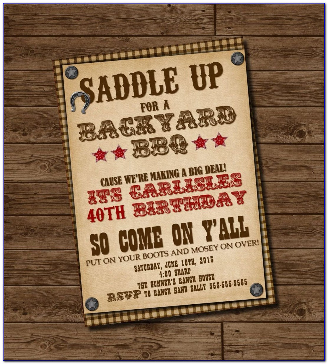 Free Western Birthday Invitations For Adults