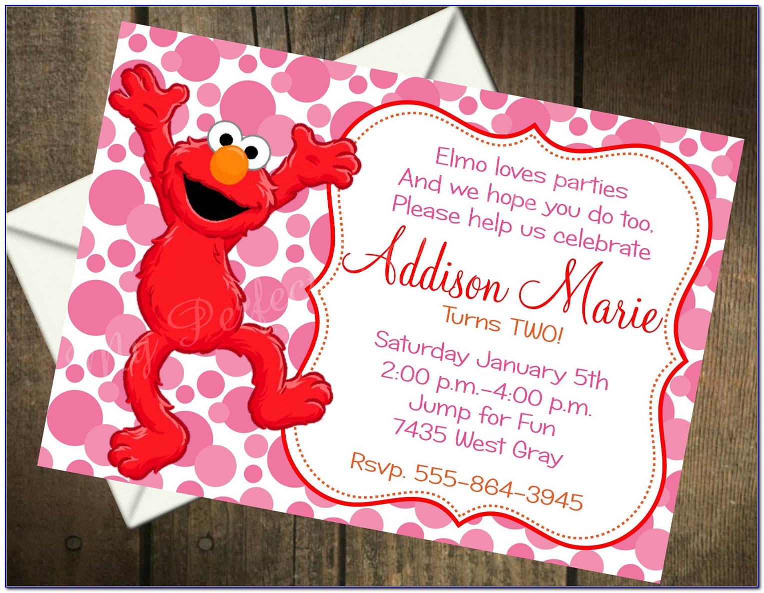 Girl Elmo Birthday Party Invitations