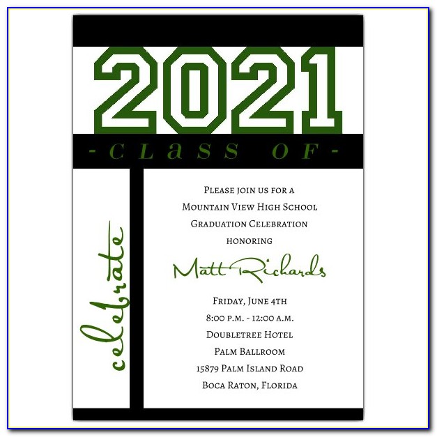 Green And White Graduation Invitations