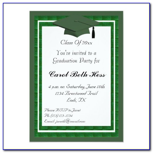 Green Graduation Party Invitations