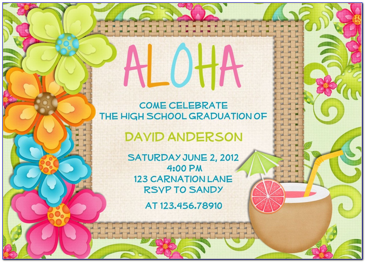 Hawaiian Theme Birthday Invitation Wording