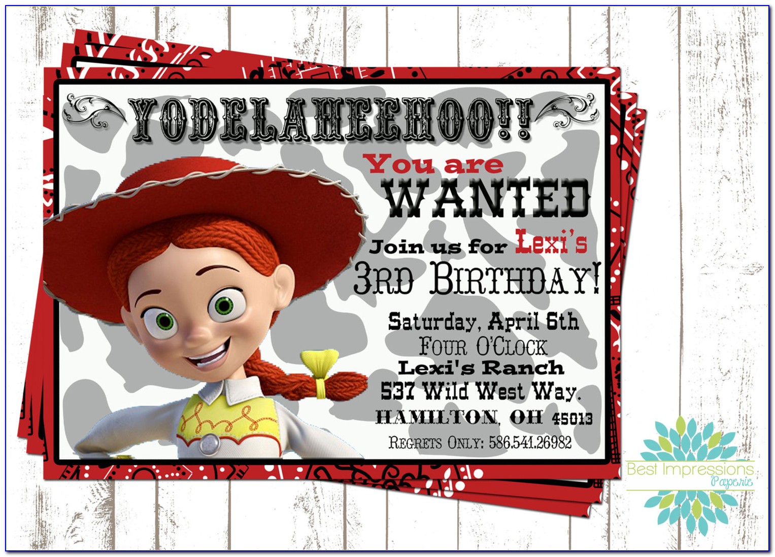 Jessie Toy Story Birthday Invitations