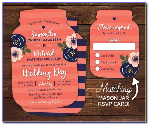 Mason Jar Shaped Wedding Invitations