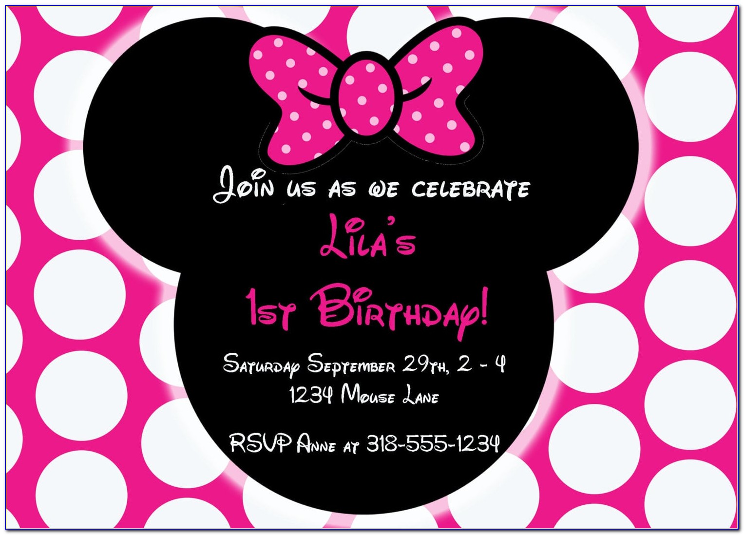 Minnie Mouse Ecard Birthday Invitations