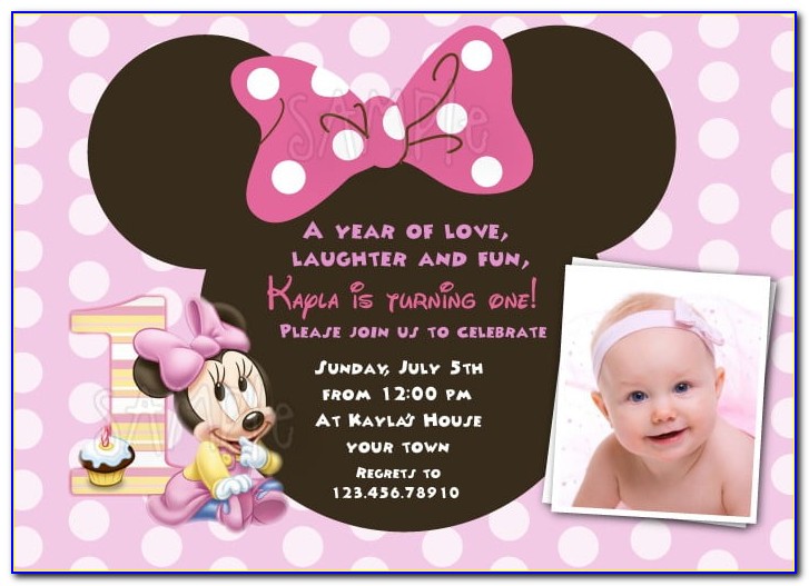 Minnie Mouse First Birthday Invitations