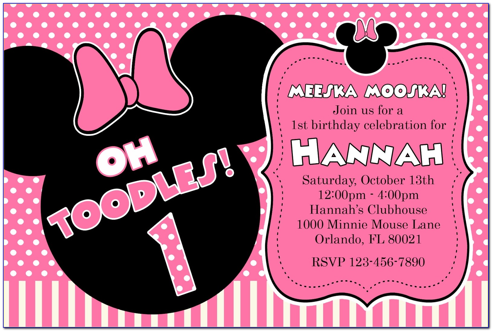 Minnie Mouse Oh Twodles Invitations