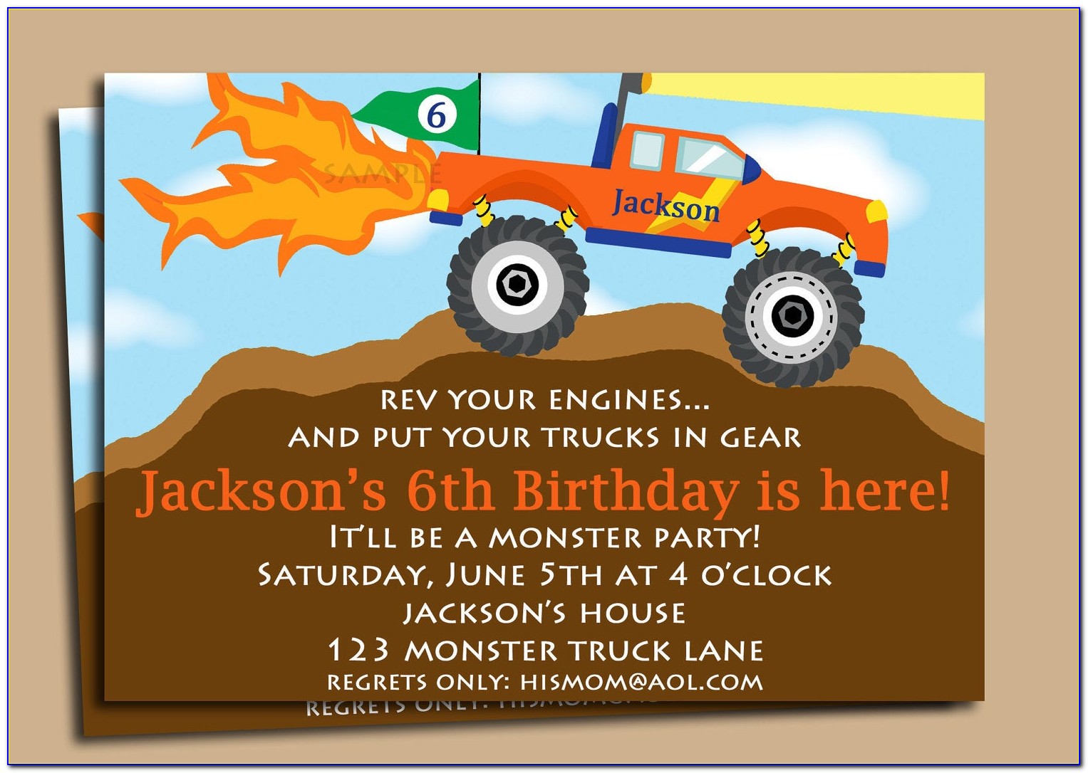 Monster Truck Party Invitations Free