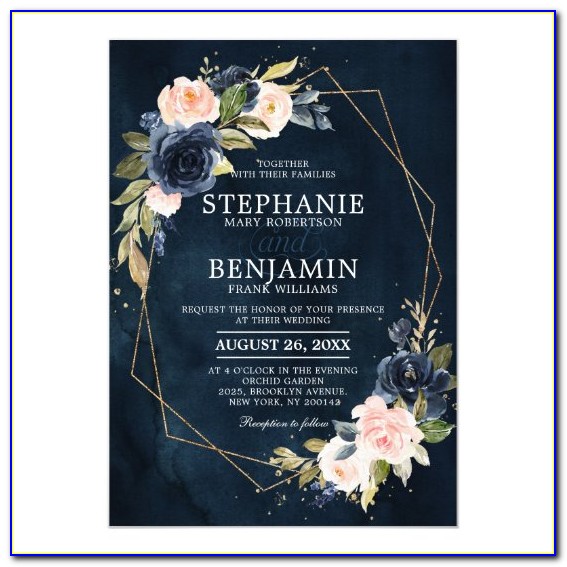 Navy And Pink Floral Baby Shower Invitations