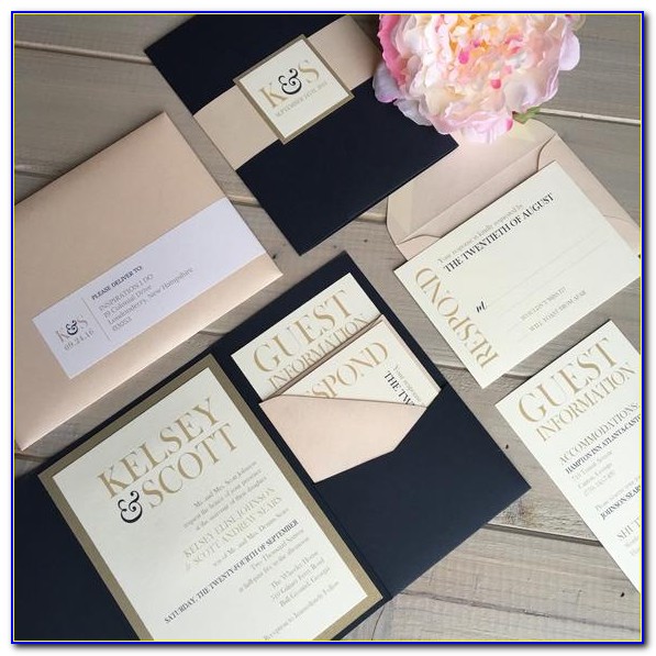 Navy And Pink Invitations