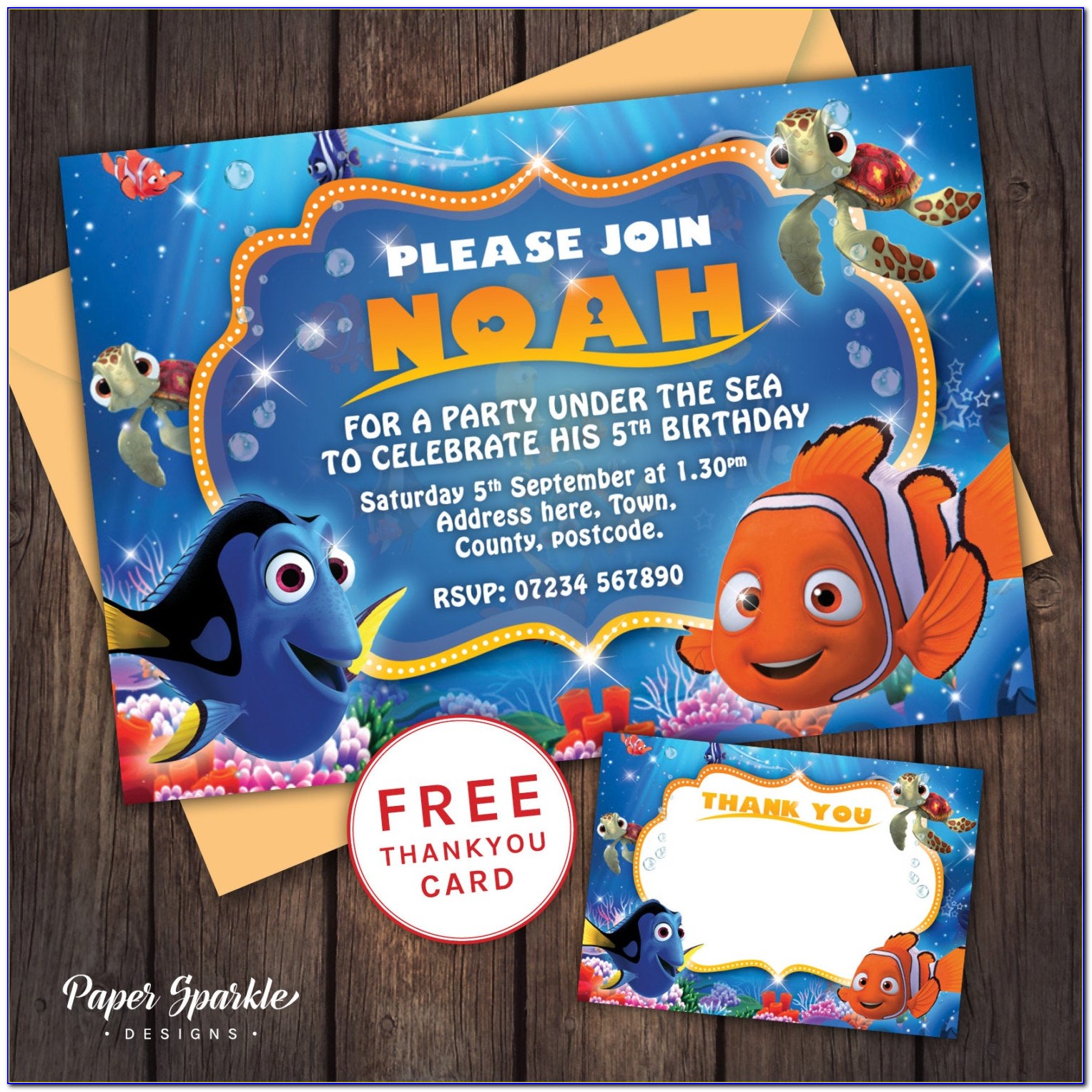 Nemo 1st Birthday Invitations
