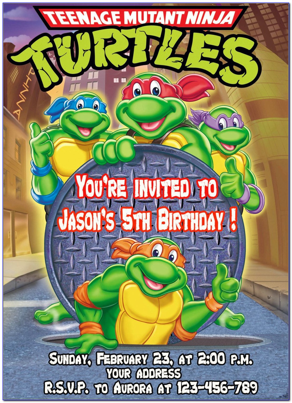 Ninja Turtle Birthday Invitations Diy
