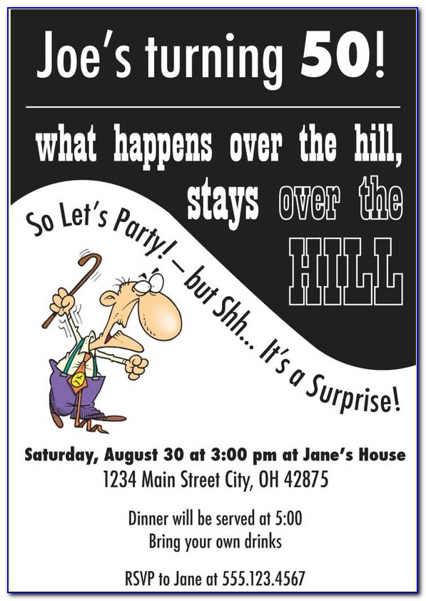 Over The Hill Birthday Party Invitations