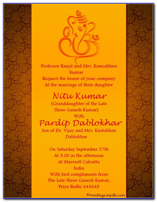 Personal Indian Wedding Invitation Matter For Friends
