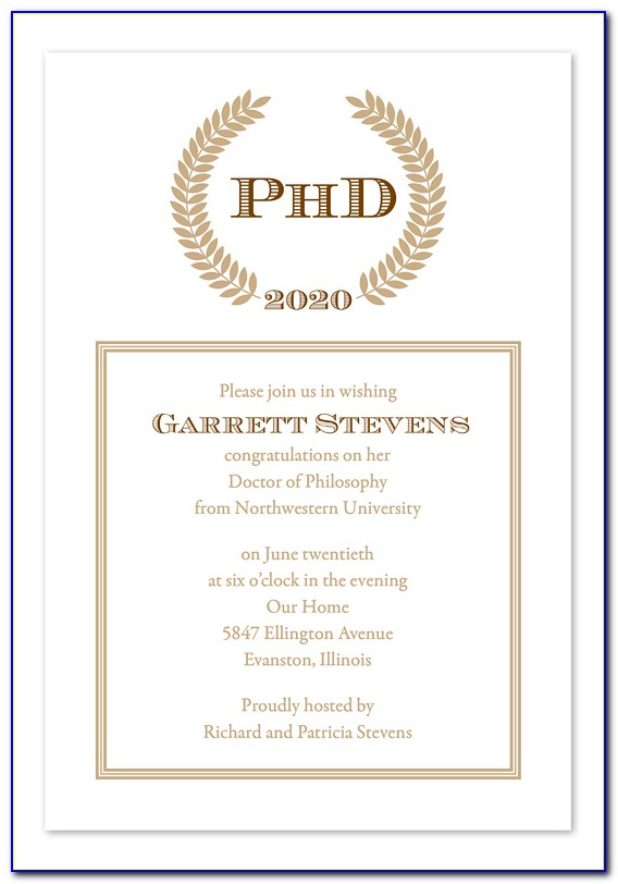Phd Graduation Party Invitation Wording