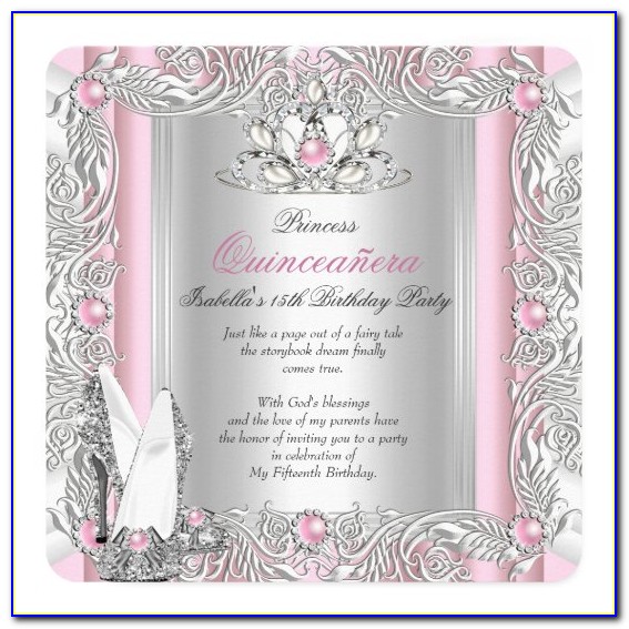 Pink And Silver Quinceanera Invitations