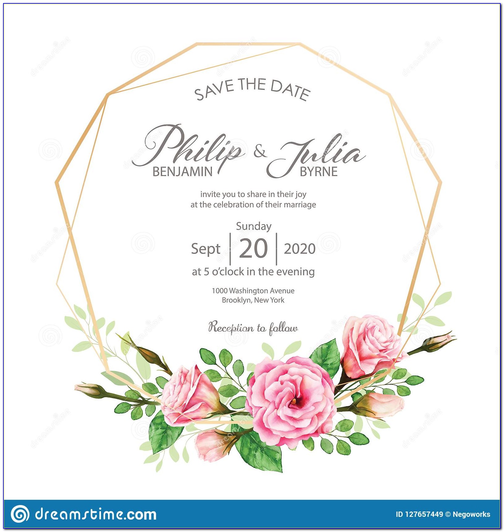 Pink Flower Wedding Invite