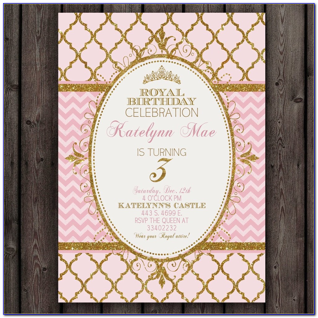 Pink Gold And White Birthday Invitations