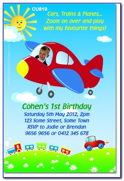 Planes Trains And Automobiles Birthday Party Invitations