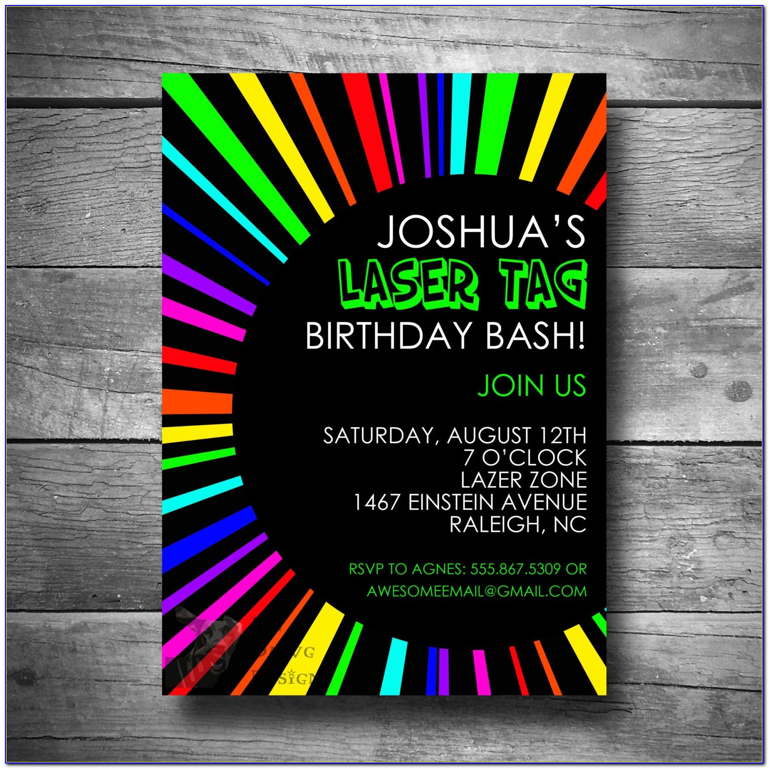 Printable Laser Tag Birthday Party Invitations
