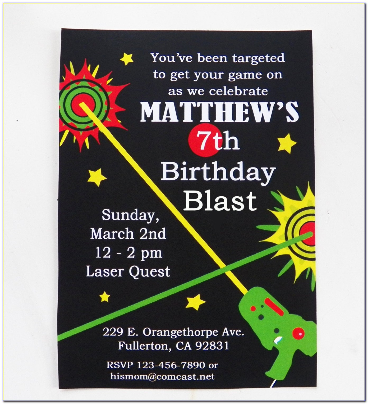 Printable Laser Tag Party Invitations