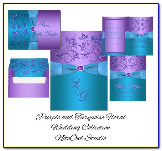 Purple And Turquoise Invitations