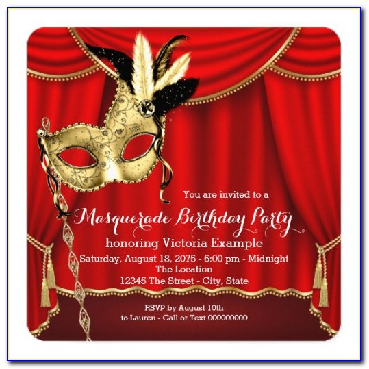 Red Black And Gold Birthday Invitation Template