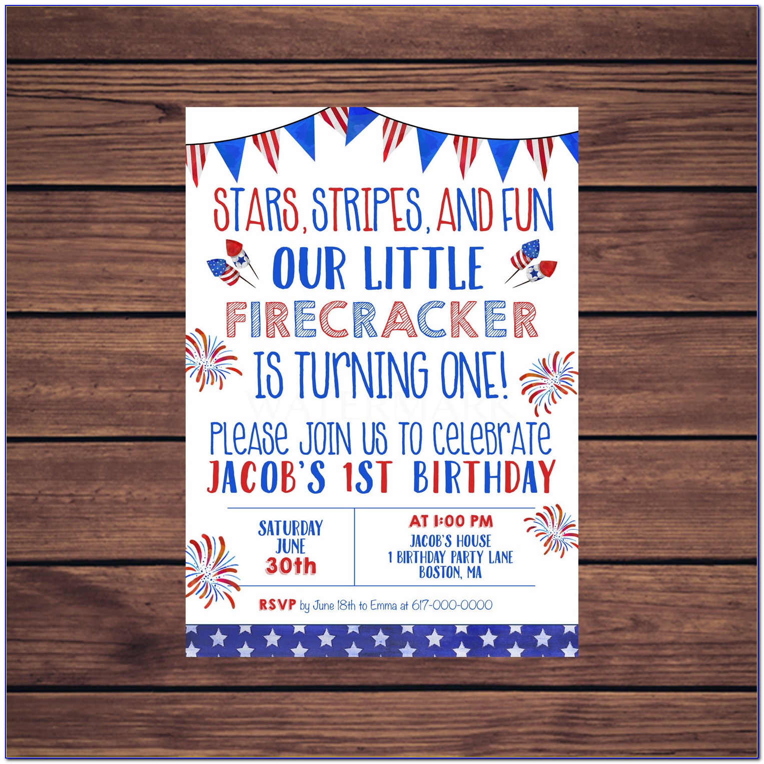 Red Blue And Green Birthday Invitations