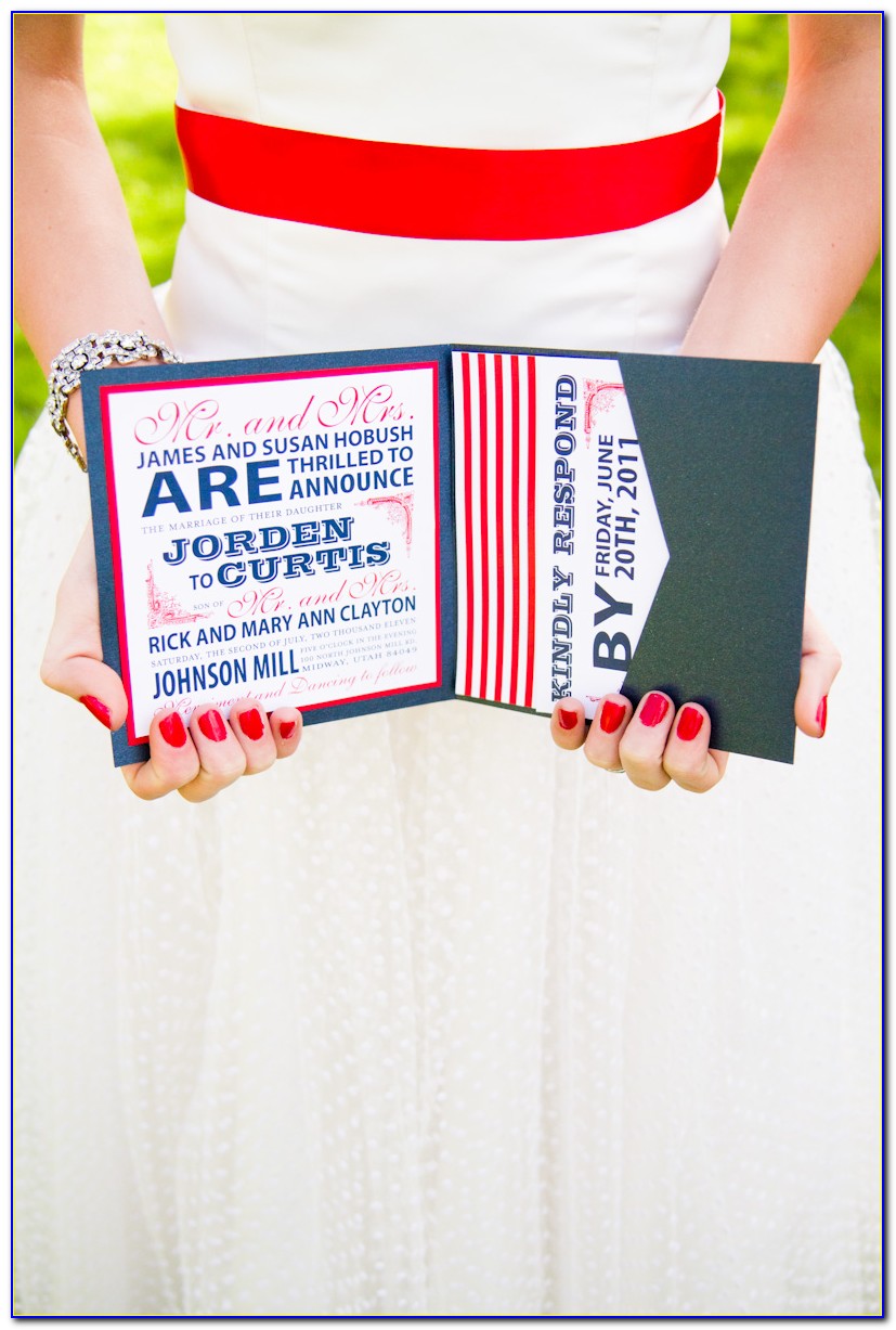 Red White And Blue Bridal Shower Invitations