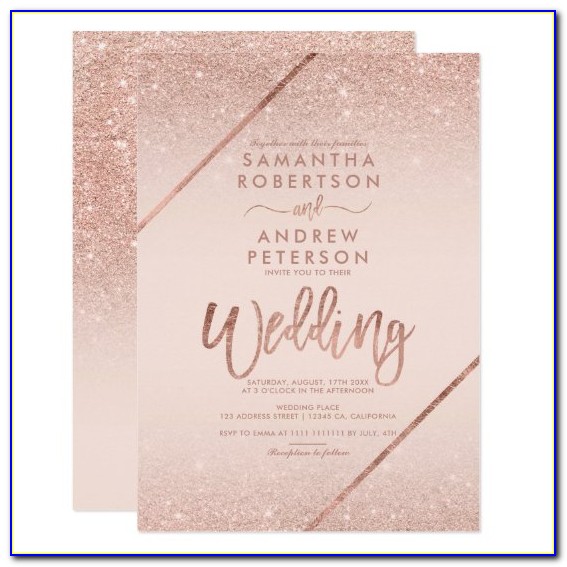 Rose Gold Glitter Wedding Invitations Uk
