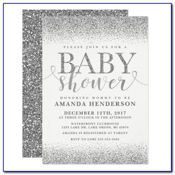 Silver Glitter Baby Shower Invitations
