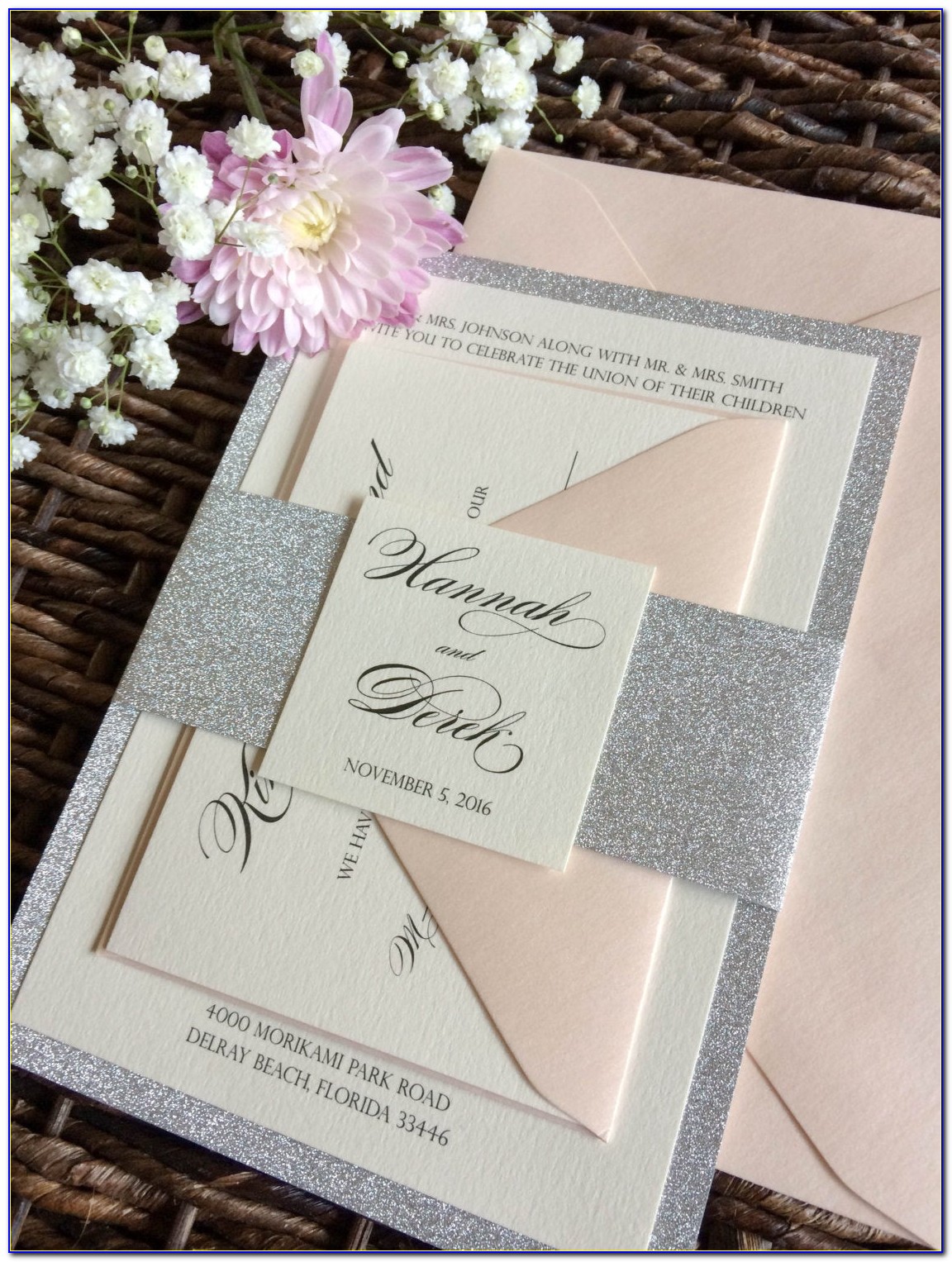 Silver Glitter Wedding Invitations