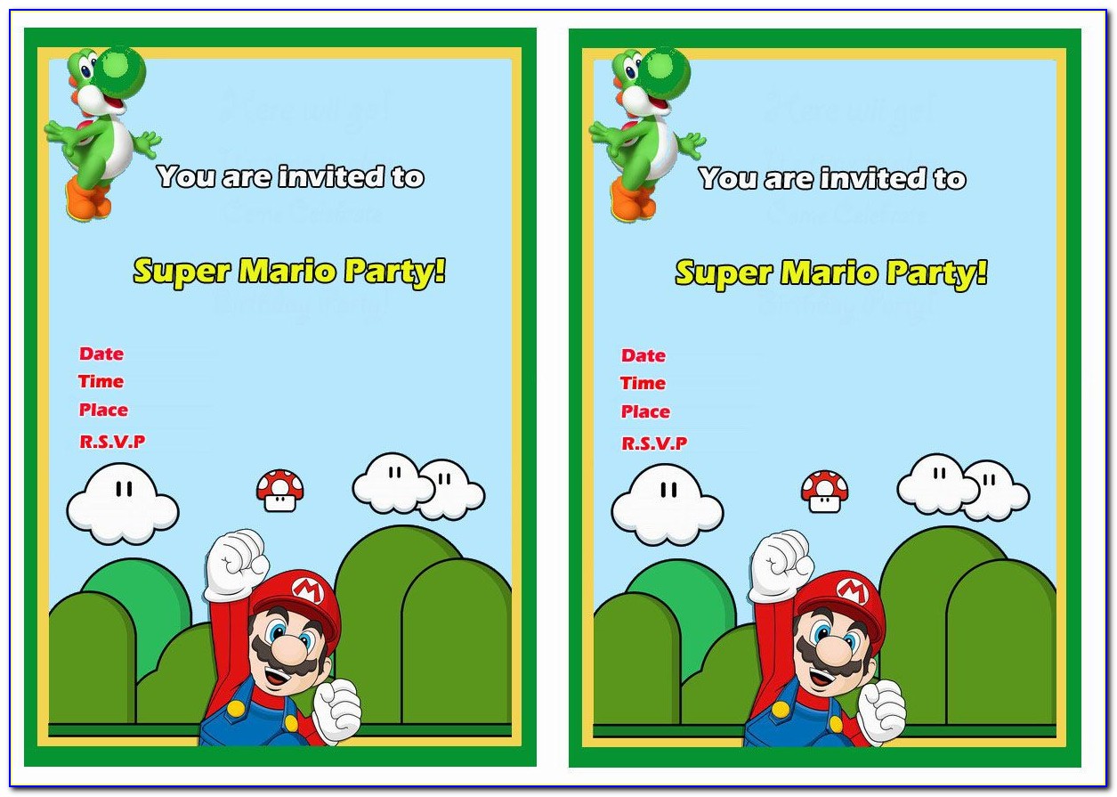 Super Mario Invites Printable Free