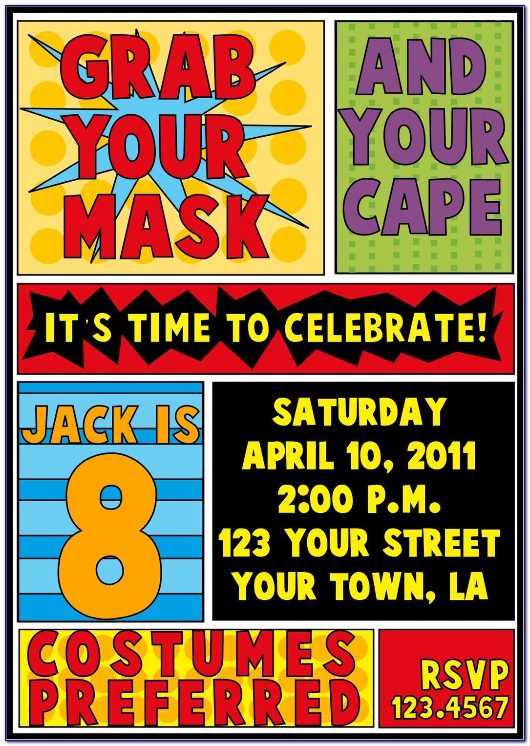 Superhero Themed Birthday Party Invitation Wording