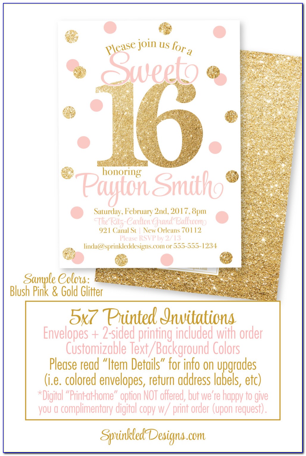Sweet 16 Pink And Gold Invitations